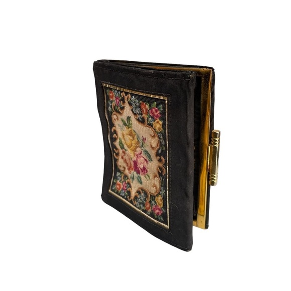 Vintage Wallet Black Moire Fabric Leo Miller Made in Paris France - Picture 2 of 9